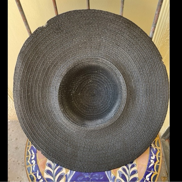 Black Slouch Handwoven Straw Hat - Picture 2 of 7